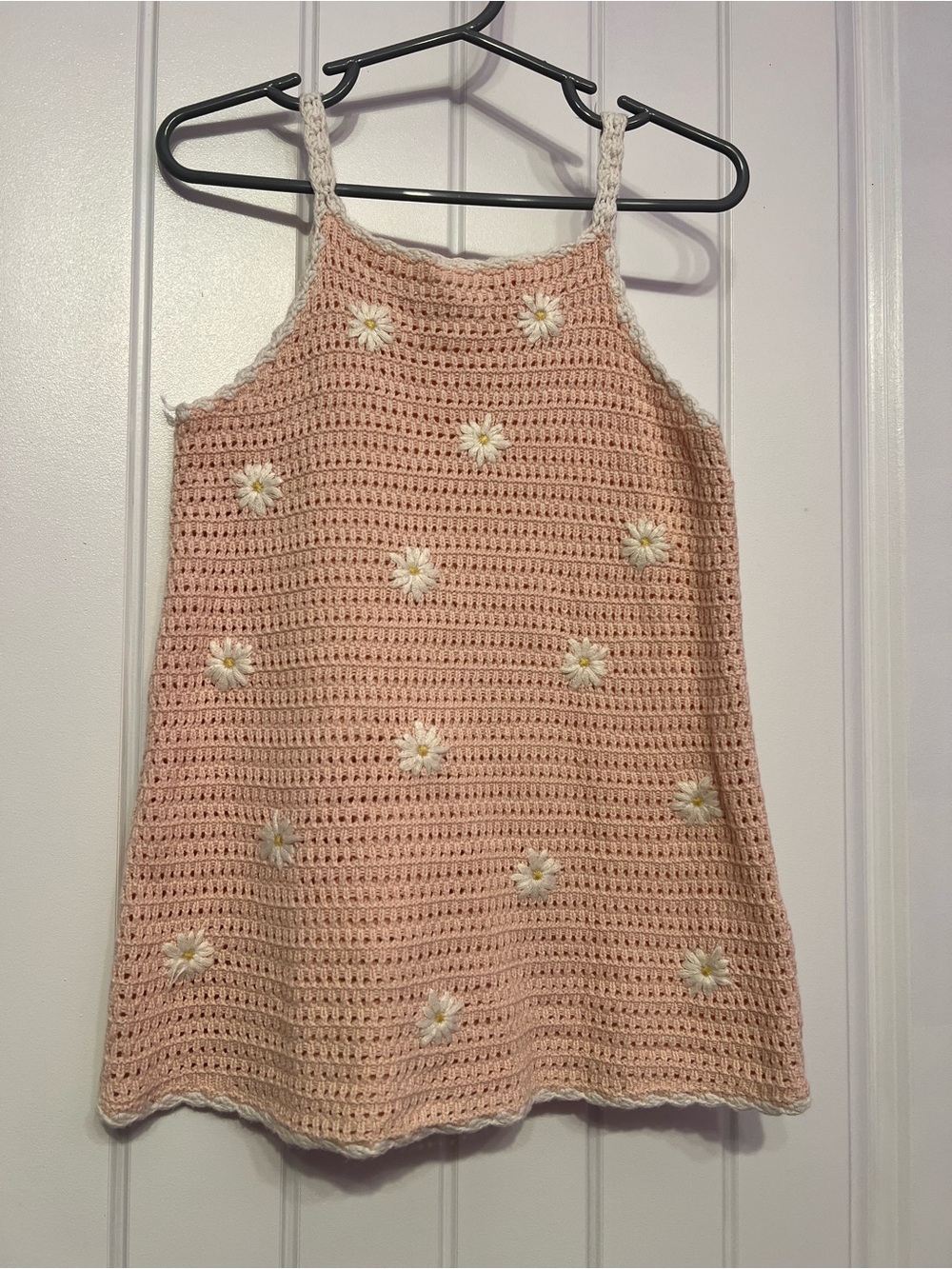 Zara Peach Crochet Daisy Tank Top